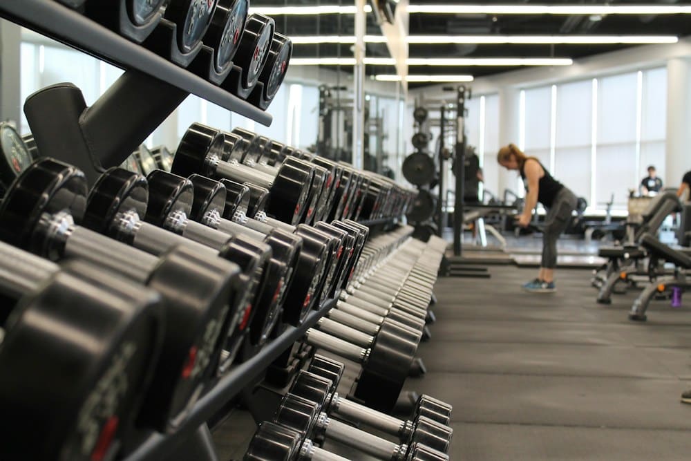 Fitness studio with exercise equipment
