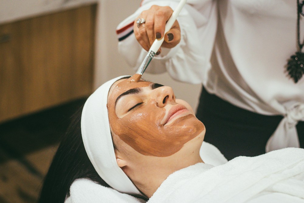 Facial treatment at a spa