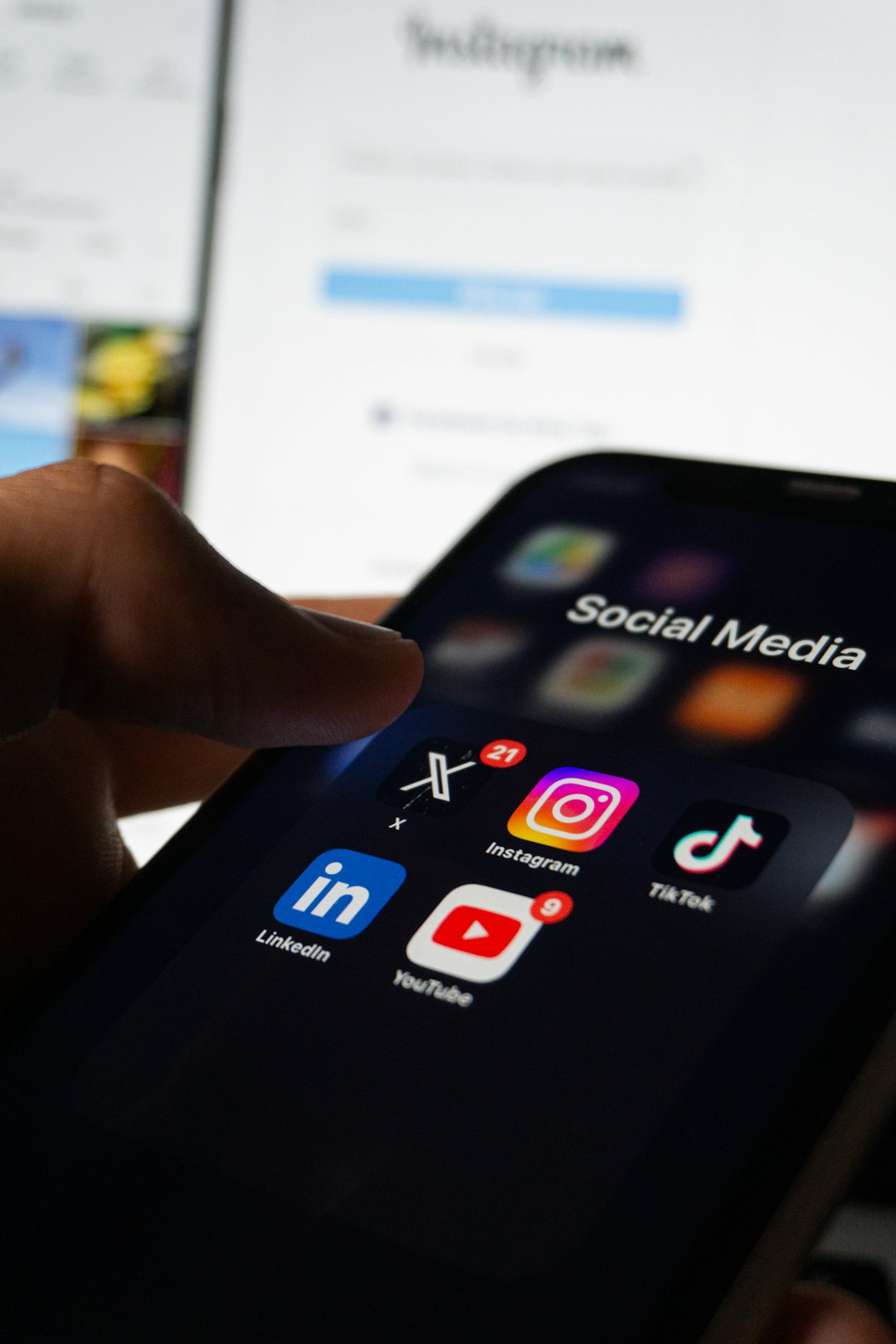 Smartphone showing social media applications
